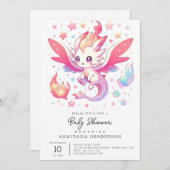 Fairytale Fiery Dragon Baby shower Kaart (Voorkant / Achterkant)