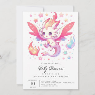 Fairytale Fiery Dragon Baby shower Kaart