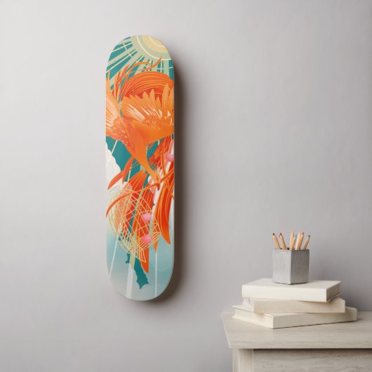 Fairytale Firebird Golden Cage Illustration Persoonlijk Skateboard (Muurkunst)
