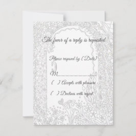 Fairytale Floral Garden Arch Wedding RSVP Card Kaartje