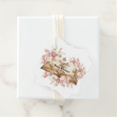 Fairytale Flowers Pink Rose Book Baby Shower Bedankjes Labels (In situ)