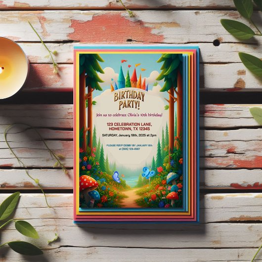 Fairytale Forest verjaardagsuitnodiging Kaart