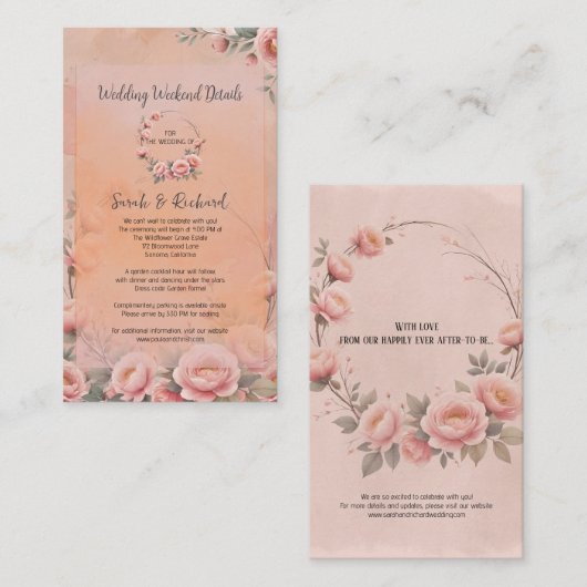 Fairytale Garden Wedding Weekend Info Informatiekaartje (Voorkant / Achterkant)