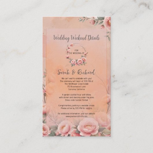 Fairytale Garden Wedding Weekend Info Informatiekaartje (Voorkant)