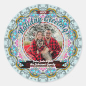 Fairytale Holiday Greetings Custom Photo Ronde Sticker (Voorkant)