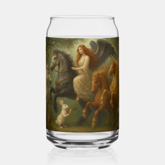 Fairytale Horses and Angel Drinkware Set Blikvorm Glas (Achterkant)