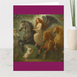 Fairytale Horses and Angel Folded Greeting Card Kaart