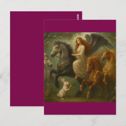 Fairytale Horses and Angel Postcard Briefkaart (Voorkant / Achterkant)