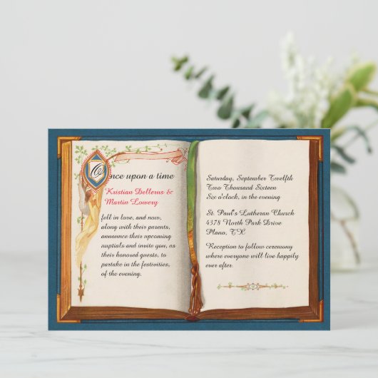 Fairytale huwelijksuitnodiging kaart (Staand voorkant)