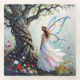 Fairytale Inspired Fairy and Whimsical Tree Glazen Onderzetter