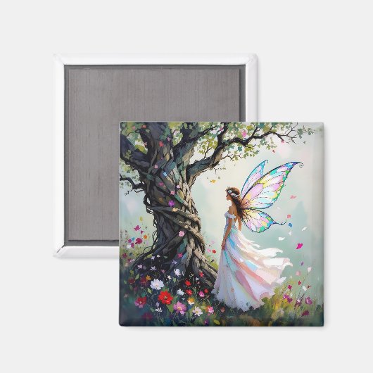 Fairytale Inspired Fairy and Whimsical Tree Magneet (Voorkant / Achterkant)