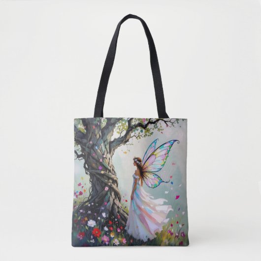Fairytale Inspired Fairy and Whimsical Tree Tote Bag (Voorkant)