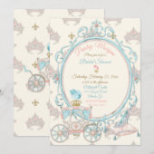 Fairytale koninklijke prinses Carriage Blush Aqua Kaart (Voorkant / Achterkant)