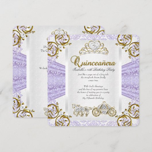 Fairytale Lavender Quinceanera 15e verjaardag 2 Kaart (Voorkant / Achterkant)