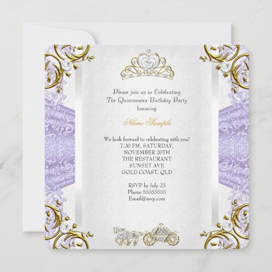 Fairytale Lavender Quinceanera 15e verjaardag 2 Kaart (Achterkant)