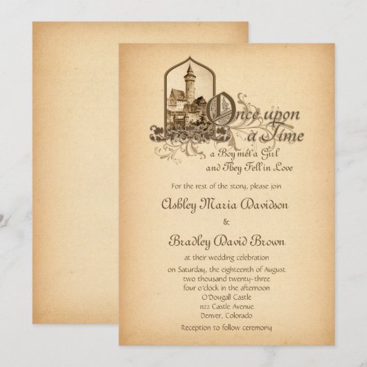Fairytale medieval Castle, eenmaal op de bruiloft Kaart (Voorkant / Achterkant)