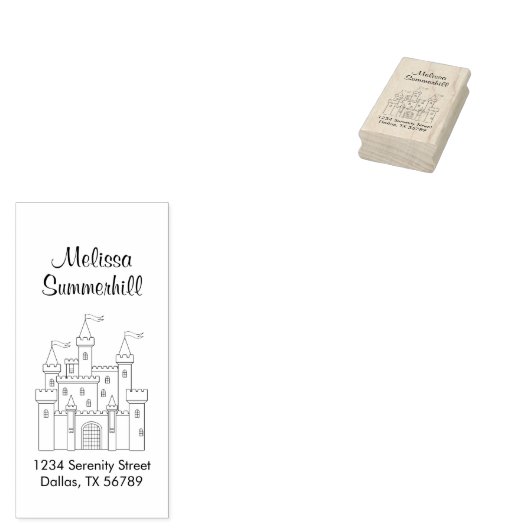 Fairytale Medieval Royal Castle Adres Rubberstempel (Gestempeld)