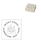 Fairytale Medieval Royal Castle Round Address Rubberstempel (Gestempeld)