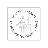 Fairytale Medieval Royal Castle Round Address Rubberstempel (Afrduk)