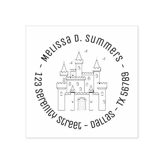 Fairytale Medieval Royal Castle Round Address Rubberstempel (Afrduk)