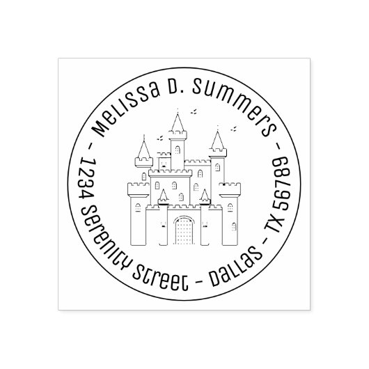 Fairytale Medieval Royal Castle Round Adres 3 Rubberstempel (Afrduk)
