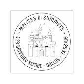 Fairytale Medieval Royal Castle Round Adres 4 Zelfinktende Stempel (Design)