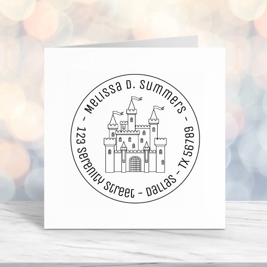 Fairytale Medieval Royal Castle Round Adres 4 Zelfinktende Stempel