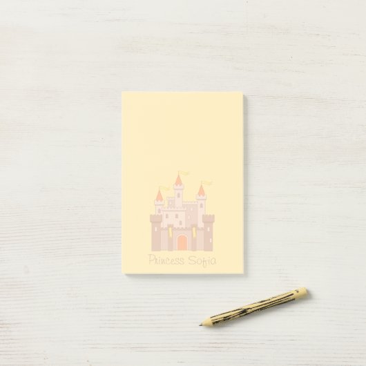 Fairytale Medieval Royal Princess Castle op geel Post-it® Notes (Op bureau)