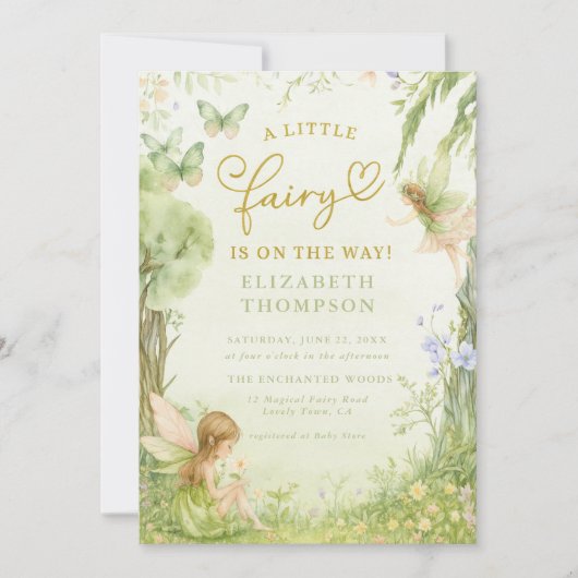 fairytale mushroom forest baby shower girl kaart (Voorkant)