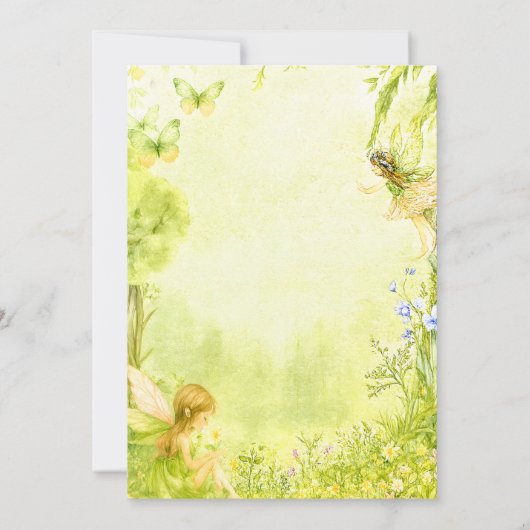 fairytale mushroom forest baby shower girl kaart (Achterkant)