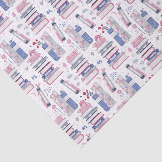 Fairytale Pile of Books Gray White Tissuepapier (Detail)