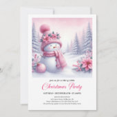 Fairytale Pink Snowman Editable Christmas Kids Kaart (Voorkant)