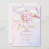 Fairytale Pink Unicorn Dream Cloud | BABY SHOWER Kaart (Voorkant)