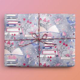 Fairytale Pop Up Book Castle Gray Cadeaupapier