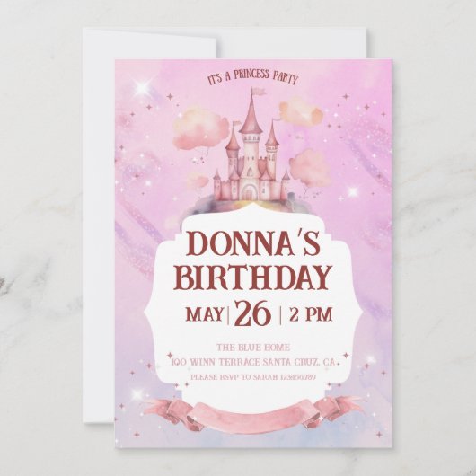Fairytale Princess Birthday Party Kaart (Voorkant)