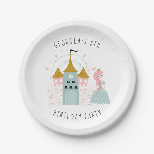 Fairytale Princess Birthday Party Papieren Bordje (Voorkant)