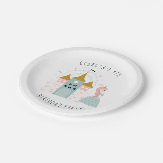 Fairytale Princess Birthday Party Papieren Bordje (Gekanteld)