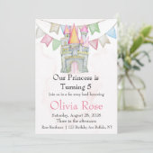 Fairytale Princess Castle Birthday Party Invitatio Kaart (Staand voorkant)