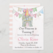 Fairytale Princess Castle Birthday Party Invitatio Kaart (Voorkant / Achterkant)