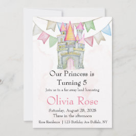 Fairytale Princess Castle Birthday Party Invitatio Kaart
