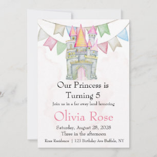 Fairytale Princess Castle Birthday Party Invitatio Kaart