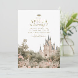 Fairytale Princess Castle Garden Birthday Party Kaart