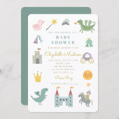 Fairytale Princess Dragon Baby shower Invitation Kaart