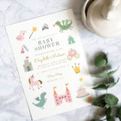 Fairytale Princess Dragon Baby shower Invitation Kaart