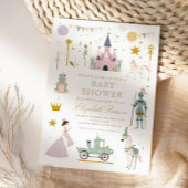 Fairytale Princess Dragon Baby shower Invitation Kaart
