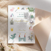 Fairytale Princess Dragon Baby shower Invitation Kaart
