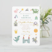 Fairytale Princess Dragon Baby shower Invitation Kaart (Staand voorkant)