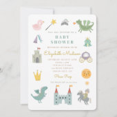 Fairytale Princess Dragon Baby shower Invitation Kaart (Voorkant)