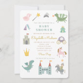 Fairytale Princess Dragon Baby shower Invitation Kaart (Voorkant)