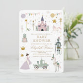 Fairytale Princess Dragon Baby shower Invitation Kaart (Staand voorkant)